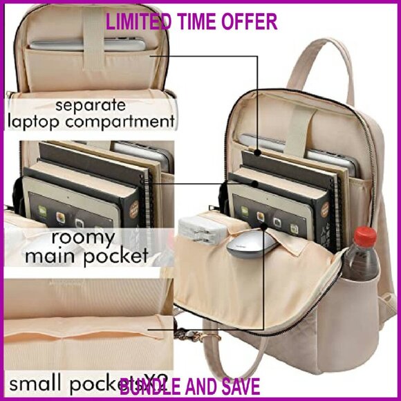 Slim Laptop Backpack 15.6 Inch PU Leather Water-Resistant Travel Work Bag main image 7